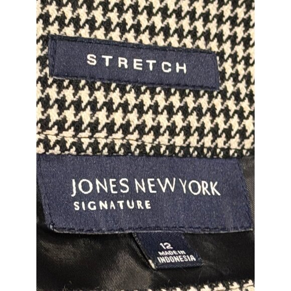 Jones New York Signature Wool Blend Houndstooth Pleated Skirt Size 12 Black & Wh - Picture 5 of 12